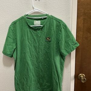 John Deere Shirt Adult Large Green Embroidered Logo Minimal Tractor Farm Cotton